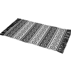 Tapis mandala ethnique noir et blanc