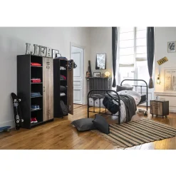 Tapis naturel tissé Julius noir et naturel