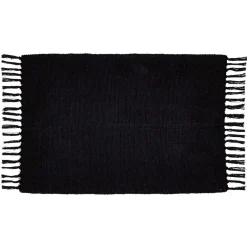 Tapis rectangulaire à franges en coton uni 60x90 cm