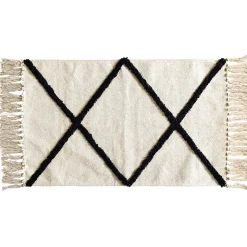 Tapis rectangulaire beige tufté noir 50x80cm