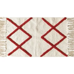 Tapis rectangulaire beige tufté terracotta 50x80cm