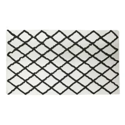 Tapis rectangulaire coton tufté blanc noir 120x170 cm