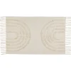 Tapis rectangulaire coton motif tufté arc en ciel beige uni 90x60 cm