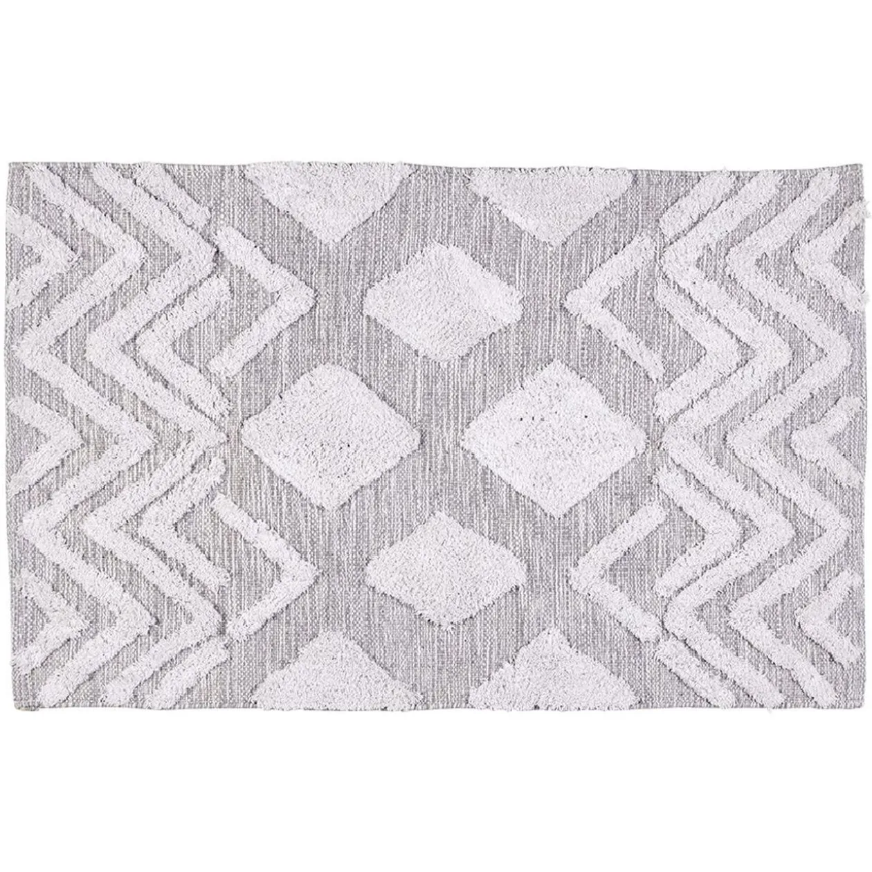 Tapis rectangulaire coton tufté gris 90x60 cm