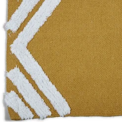 Tapis rectangulaire coton tufté jaune et blanc 100x150 cm