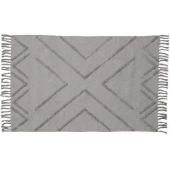 Tapis rectangulaire coton tufté gris 100x150 cm