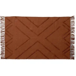 Tapis rectangulaire coton tufté terracotta 100x150 cm
