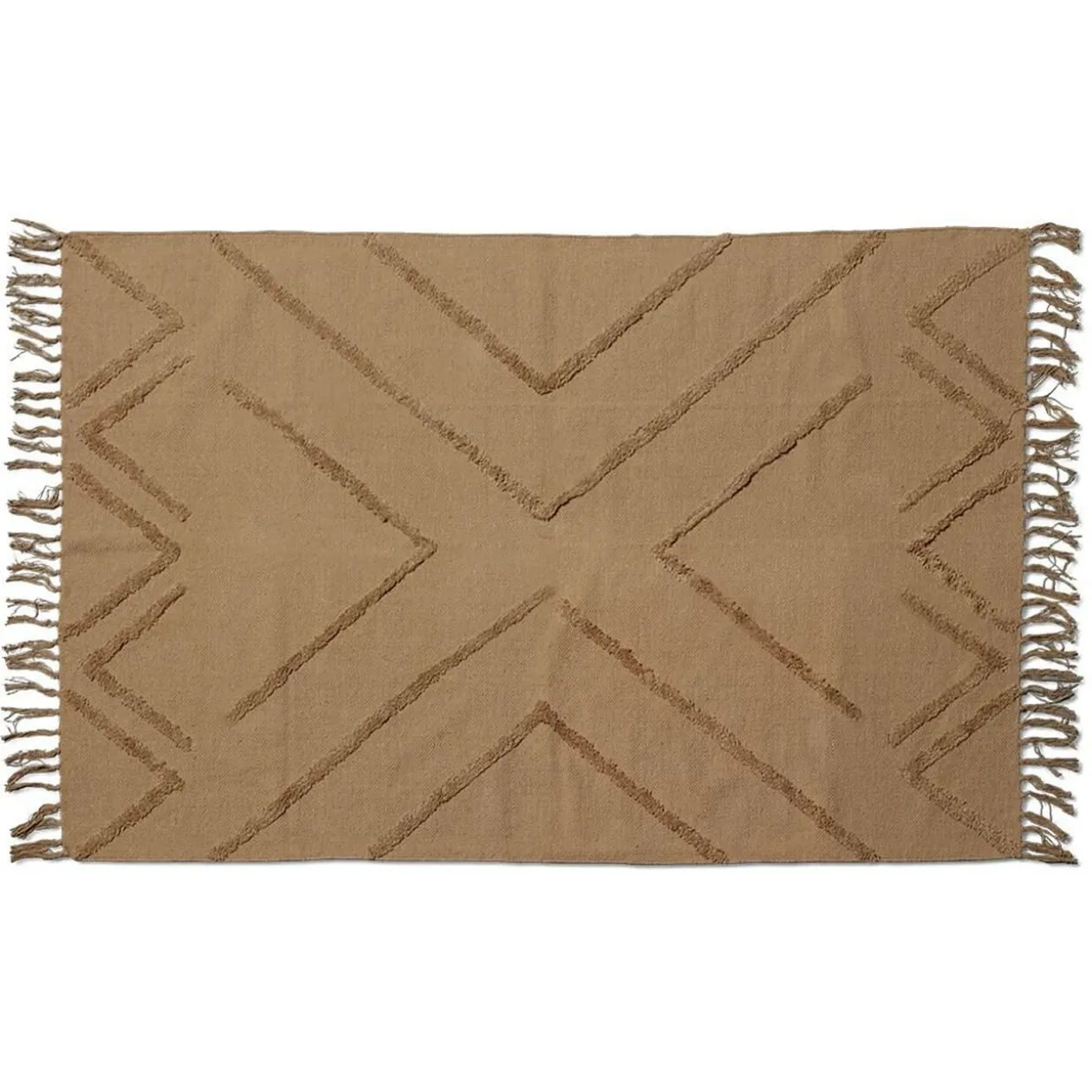 Tapis rectangulaire coton tufté Beige 100x150 cm