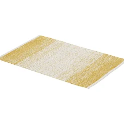 Tapis rectangulaire dégradé rayure blanche et jaune moutarde