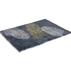 Tapis rectangulaire effet fourrure imprimé plume