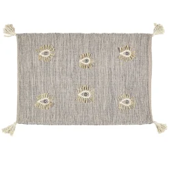 Tapis rectangulaire fil brillant broderie oeil gris
