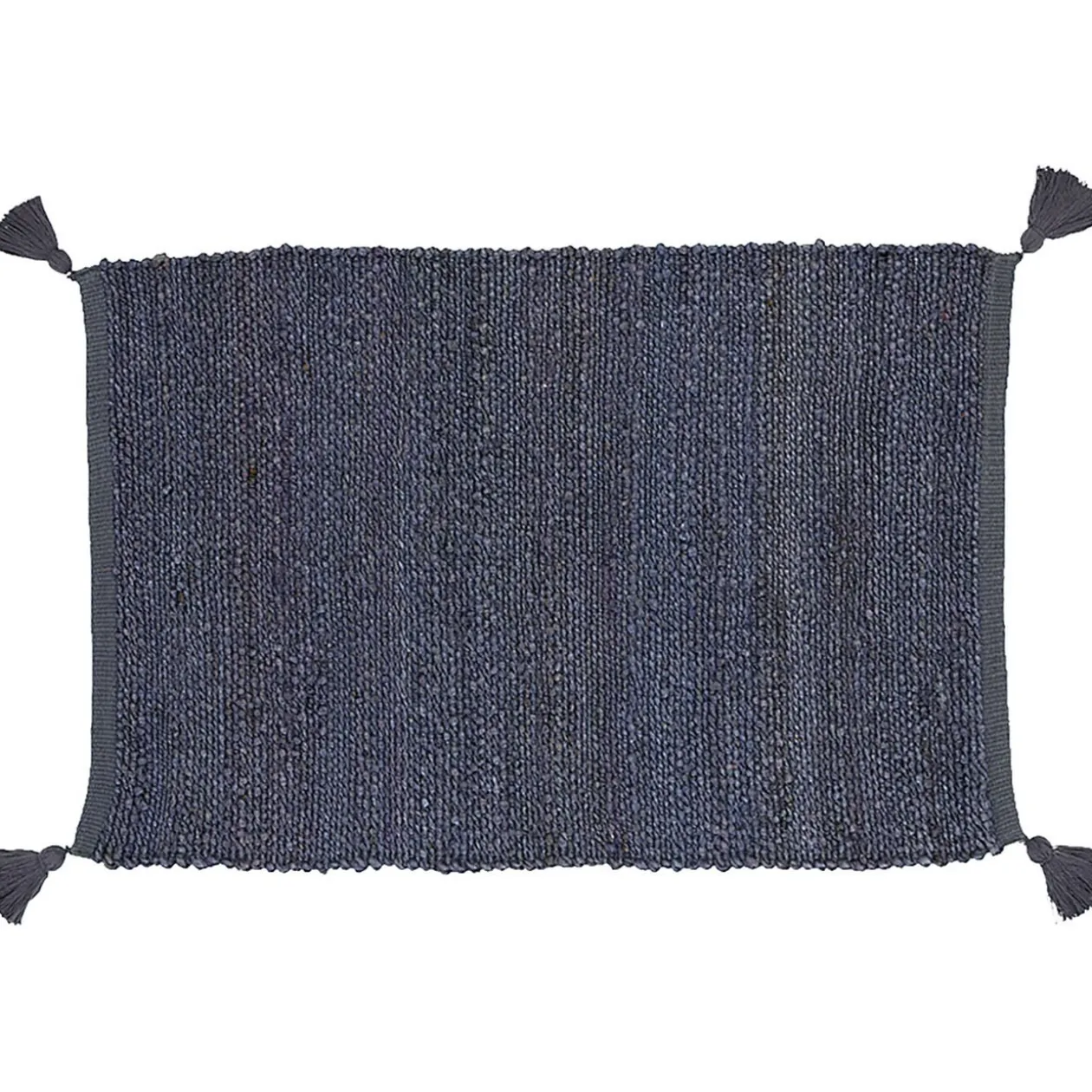 Tapis rectangulaire jute bleu