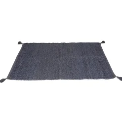 Tapis rectangulaire jute bleu