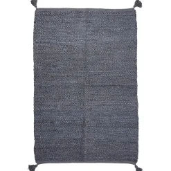 Tapis rectangulaire jute bleu