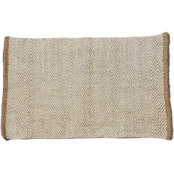 Tapis rectangulaire jute beige blanc 60x90 cm