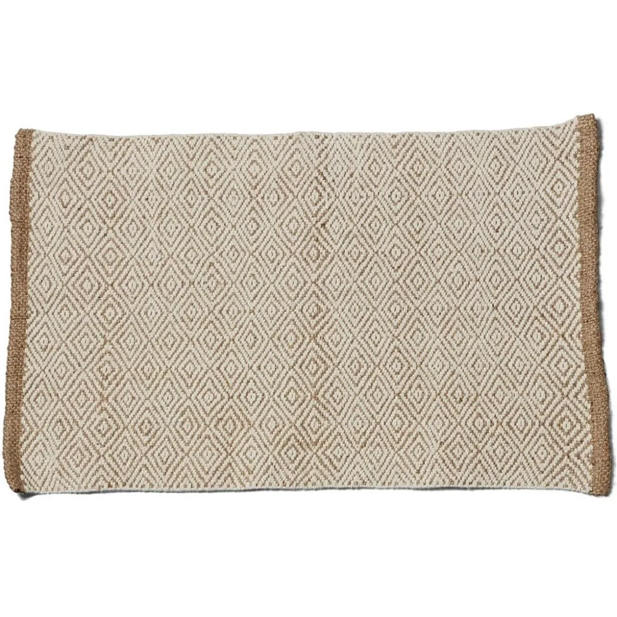 Tapis rectangulaire jute beige blanc 60x90 cm