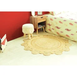 Tapis rond boules jute collection Folk