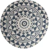 Tapis rond design cyclade bleu et blanc