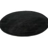 Tapis rond effet écaille uni noir