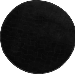Tapis rond effet écaille uni noir