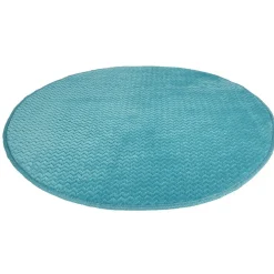 Tapis rond effet zig zag uni bleu turquoise