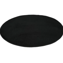Tapis rond effet zig zag uni noir