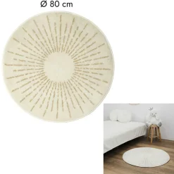 Tapis rond imprimé soleil beige et doré Ø80cm