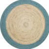 Tapis rond jute bordure verte Ø90cm