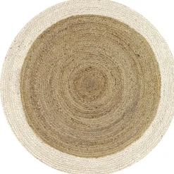 Tapis rond jute bordure beige Ø90cm