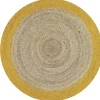 Tapis rond jute bordure jaune Ø90cm