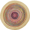 Tapis rond jute et coton cercle multicolore Ø90cm