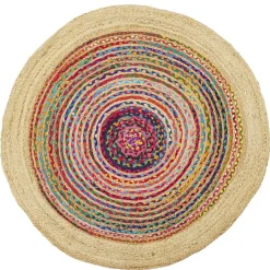 Tapis rond jute et coton cercle multicolore Ø120cm