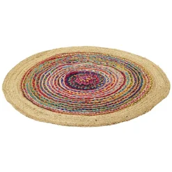Tapis rond jute et coton cercle multicolore Ø120cm