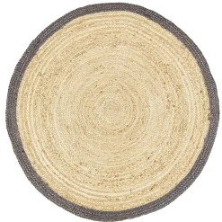 Tapis rond jute naturel contour noir