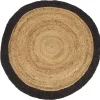 Tapis rond jute naturel contour noir