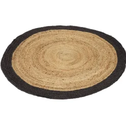 Tapis rond jute naturel contour noir