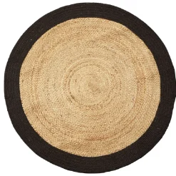 Tapis rond jute naturel contour noir Ø90cm