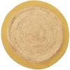Tapis rond jute naturel contour jaune Ø90cm