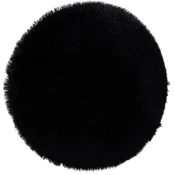 Tapis rond shaggy noir Ø80 cm