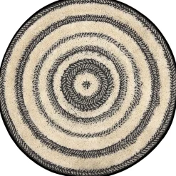 Tapis rond tissé plat Ø100cm effet tufté spirale