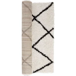 Tapis shaggy Marthe 100x150cm beige et noir