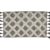 Tapis tissé à franges Etnique gris et blanc