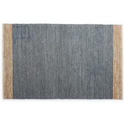 Tapis tissé Juanco en cuir jute et coton gris naturel