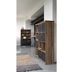 Tapis tissé Séville cuir coton marron gris