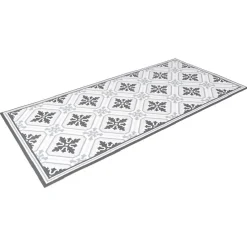 Tapis vinyle motif carreau de ciment blanc et gris 45x95cm