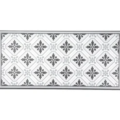 Tapis vinyle motif carreau de ciment blanc et gris 45x95cm