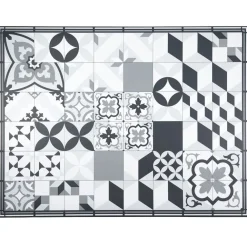 Tapis vinyle motif carreau de ciment gris et blanc 72x95cm