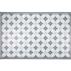 Tapis vinyle motif carreau de ciment blanc et gris 97x147cm