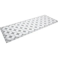 Tapis vinyle motif carreau de ciment blanc et gris 70x190cm