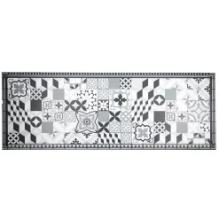 Tapis vinyle motif carreau de ciment rouge et beige 70x190cm